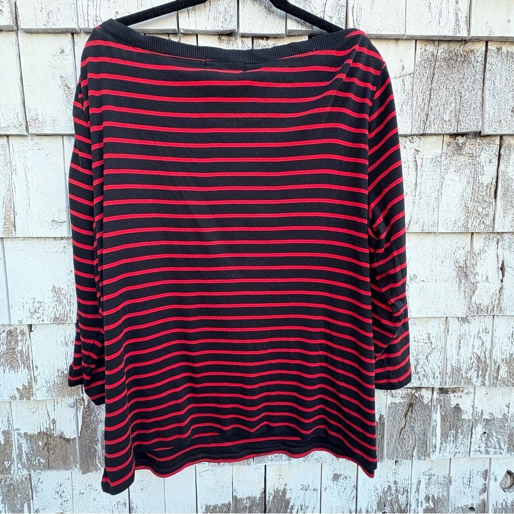 Ralph Lauren Black and Red Striped Blouse - Picture 3 of 5